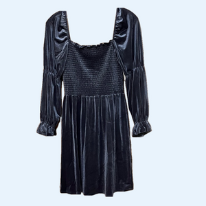 🆕 Black Tape Elegant Blue faux Velvet Dress. S